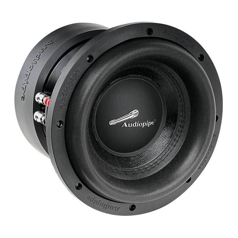 Audiopipe competition subwoofer with black cone and dust cap, front view