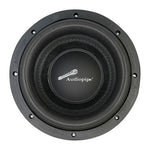 Audiopipe subwoofer cone detail with black surround and center logo
