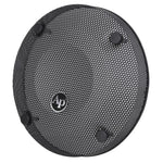 Round black 10-inch subwoofer mesh grill, Ap badge centered, four mounting tabs