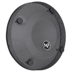 10-inch subwoofer mesh grill with Ap logo and four mounting tabs, dark black