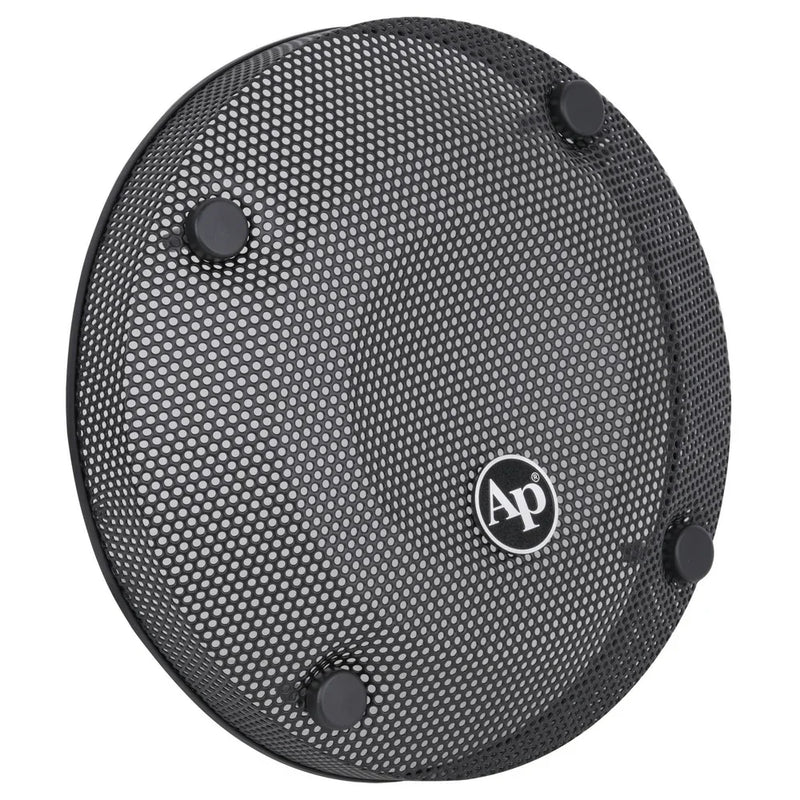 10-inch subwoofer mesh grill with Ap logo and four mounting tabs, dark black