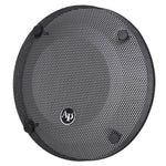 12-inch subwoofer mesh grill with fine metal mesh, four black mounting tabs and AP logo