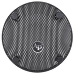 Audiopipe 8-inch subwoofer mesh grill, black perforated screen with AP badge and screw caps