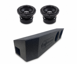 Dual 8-inch car subwoofer box with two black speakers