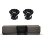 Dual 8-inch subwoofer box combo with two black drivers in a single enclosure