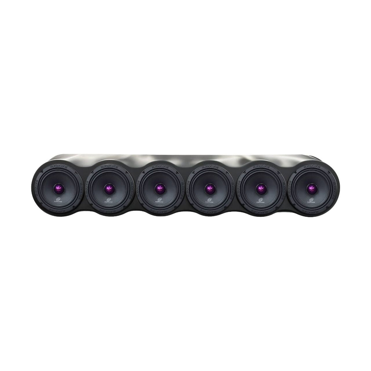 6-speaker roof rack audio bar with dark black speaker drivers