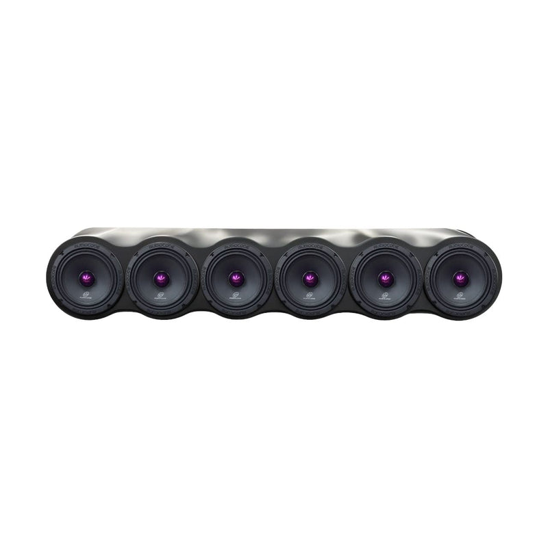 6-speaker roof rack audio bar with dark black speaker drivers