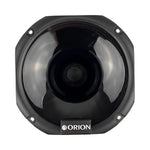 Black compression driver speaker grille, ORION label on front