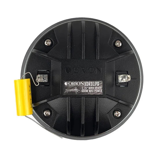Orion compression driver rear plate with screws and wire terminals, circular back