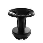 Black compression driver horn with flared top and mounting base