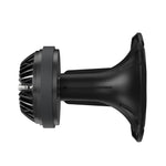 Black plastic horn compression driver with side mounting rim