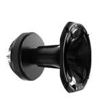 Black plastic compression driver horn with circular mounting flange