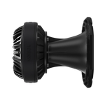 Black compression driver horn with flared waveguide profile