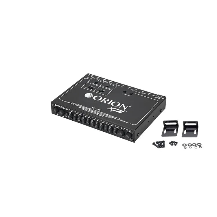 ORION 11-band parametric equalizer with front controls and mounting hardware components
