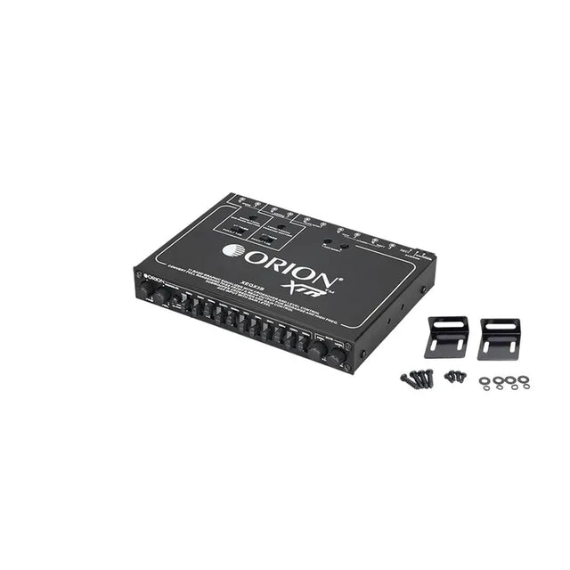 ORION 11-band parametric equalizer with front controls and mounting hardware components