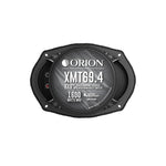 Black ORION XMT69.4 6x9 coaxial midrange speaker label on front.