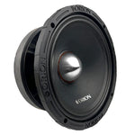 Black 10-inch midbass speaker with silver dust cap, angled front view.