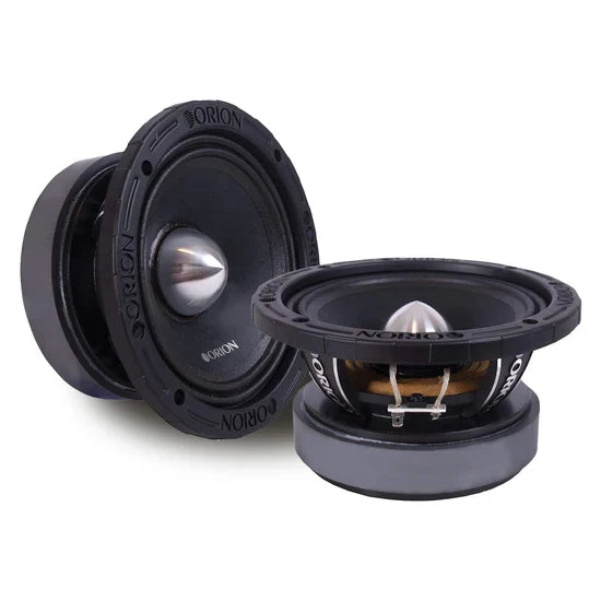 6.5-inch midbass car speakers, black with silver center dome