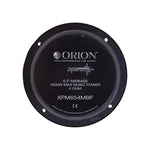 Orion 6.5-inch midbass speaker rear label, XPM654MBF, black with mounting holes