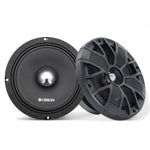 Black 6.5-inch coaxial midrange speaker, front and rear view, pair design