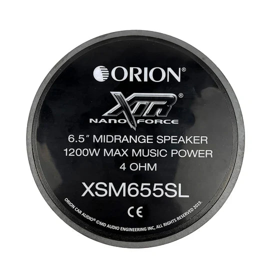 Orion 6.5-inch XTR Nano Force midrange speaker, XSM655SL branding on front