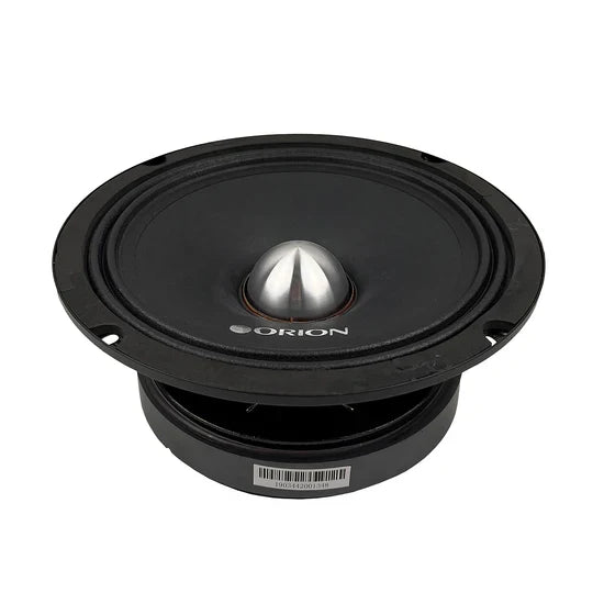 Black 8-inch midrange speaker driver with silver dome center
