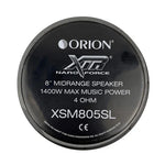 Black Orion XSM805SL 8-inch midrange speaker dust cap with TR NanoForce logo