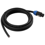 Black 8-wire speaker cable with blue XLR-style connector and black plug ends