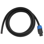 Black 8-wire speaker cable with blue connector and coiled loop