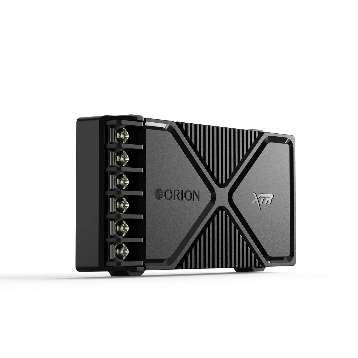 Black crossover network component with exposed terminal side and XTR marking