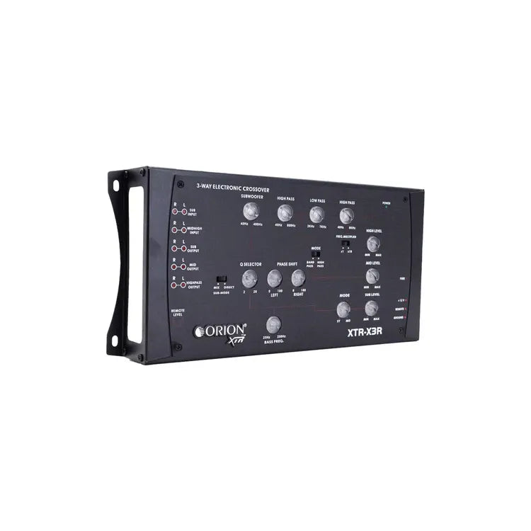 3-way electronic crossover, black chassis with side mounting bracket and control panel