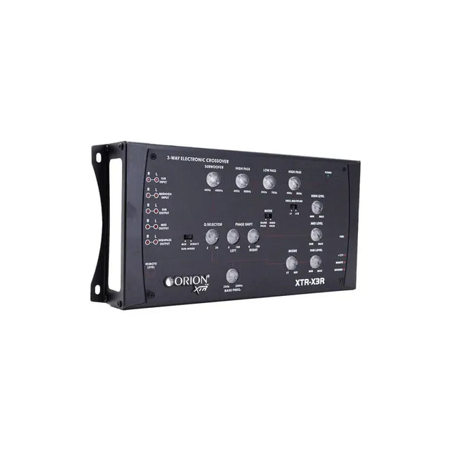 3-way electronic crossover, black chassis with side mounting bracket and control panel