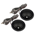 Silk dome tweeter pair with gray cable harness and two black round mesh grilles