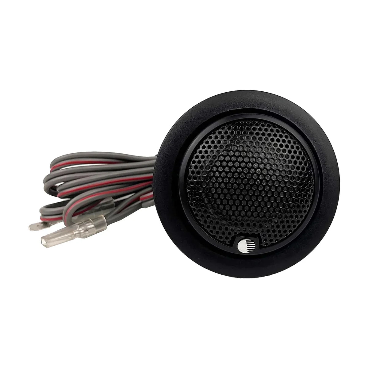 1-inch silk dome tweeter with black bezel, wire leads, and circular mesh grille