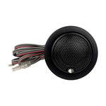 1-inch silk dome tweeter with black bezel, wire leads, and circular mesh grille