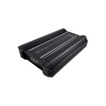 Black 4-channel car amplifier with side panel vents and Orion branding