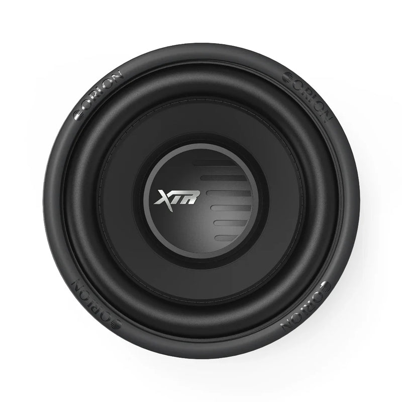 10-inch black car subwoofer driver with XTR logo center cap and surround