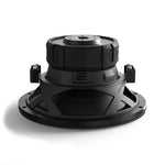 Black 10-inch subwoofer underside with mounting base and exposed terminals