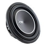 Black 10-inch shallow-mount subwoofer with XTR logo on front grille