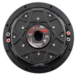 Black 10-inch shallow-mount subwoofer back panel with ORION label and red terminals