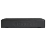 Black Orion slim underseat subwoofer front with ORION logo emboss