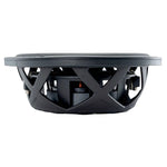 Shallow-mount subwoofer underside with metal terminals and mounting holes