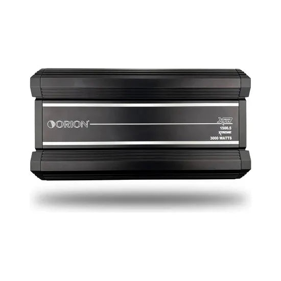 Black 5-channel car audio amplifier with Orion branding and power ratings