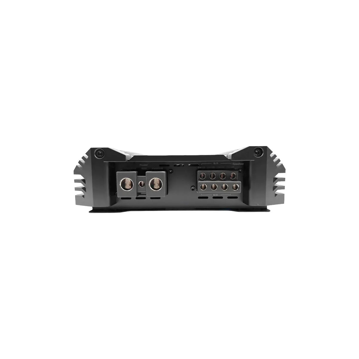4-channel car audio amplifier rear power input and speaker terminal connections