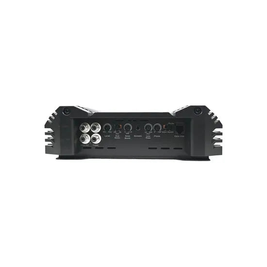 Orion XTR2500.1Dz monoblock amplifier rear inputs, RCA ports and adjustment controls