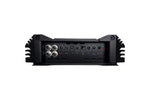 2-channel car amplifier rear panel with RCA inputs and control connectors