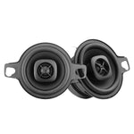 Pair of 2-way coaxial car speakers with black frames and gray cone centers