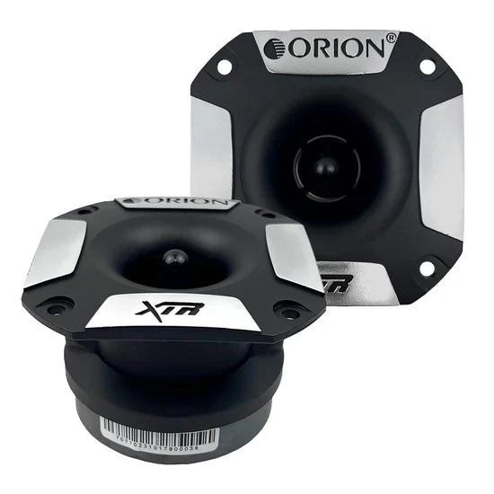 Pair of black 3.4" bullet tweeters with XTR logo and ORION branding