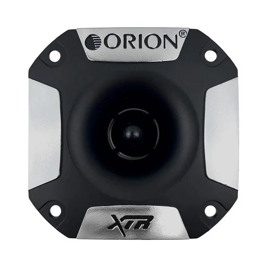 Black 3.4" bullet tweeter with circular face, silver side plates, ORION XTR logo