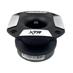 Black bullet tweeter front view with XTR logo, ORION badge, and mounting holes